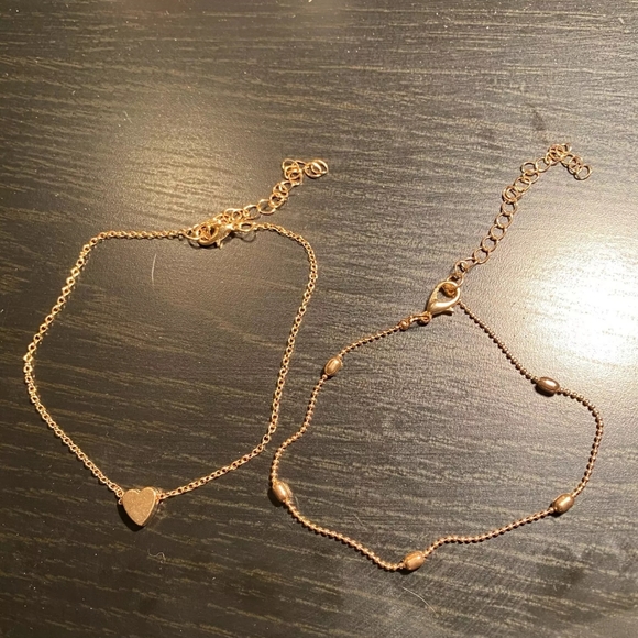 NEW Gold Double Layer Heart Ball Ankle Bracelet - Picture 14 of 16